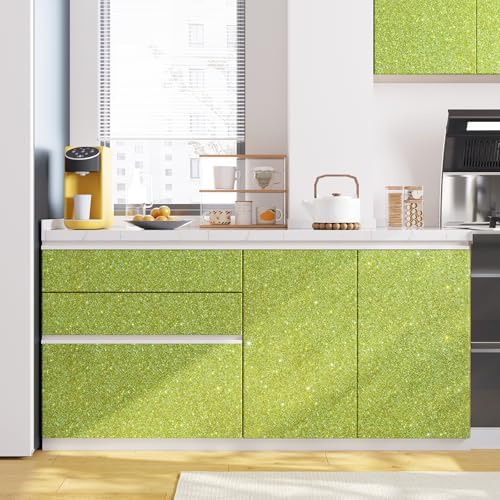 Lime Green Glitter Wallpaper Stick and Peel Sparkly Glitter Contact Paper - Image 4