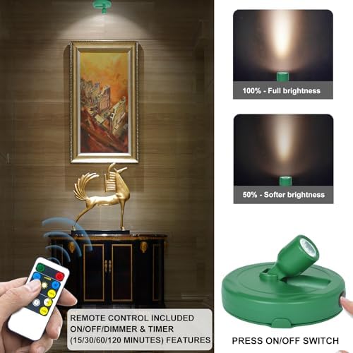 HAMVIDNE Wireless LED Spotlight, Battery Powered Indoor Plant Tree Up Light - Image 2