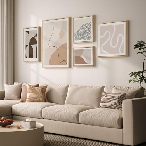 Large Framed Neutral Beige Abstract Wall Art - Image 2
