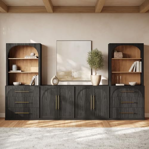 BELLEZE Jagger 130" Wall Unit 6-Piece Modular TV Stand - Image 5