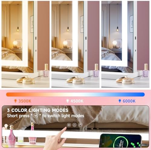 Vanity Mirror with Lights, Dimmable 3 Modes, Memory Function, Smart Touch - Image 4