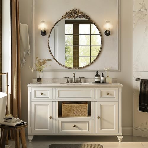 Vintage Round Mirror, Antique Metal Frame Wall Mirror, Traditional Art Home - Image 3