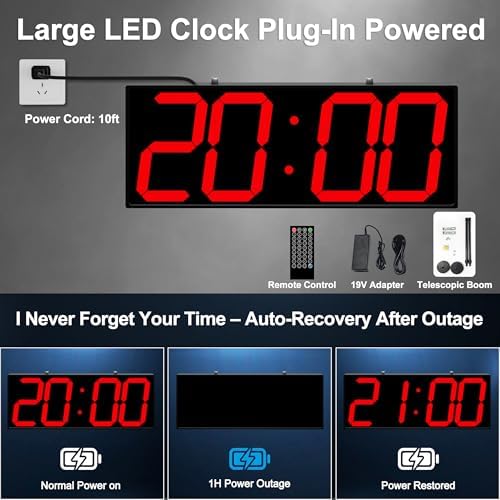 CHKOSDA 19 Inch Large Double Sided Digital Wall Clock - Image 4