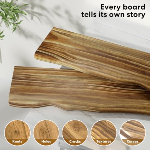 Organic Wavy Edge Floating Shelves, Hidden Brackets, 2 Pack 24 in - Image 4