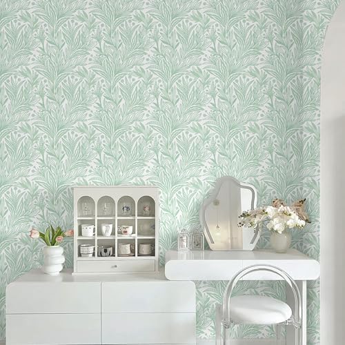 Dimoon 17.3" X 98.4" Peel and Stick Wallpaper Green White Boho Contact Paper - Image 4