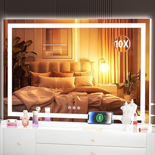 Hasipu Vanity Mirror with Lights, Lighted Makeup Mirror with Dimmable 3 Modes by Whatssuitableisthebest