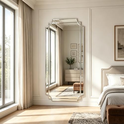 59"x30" Large Geometric Beveled Mirror - Image 7