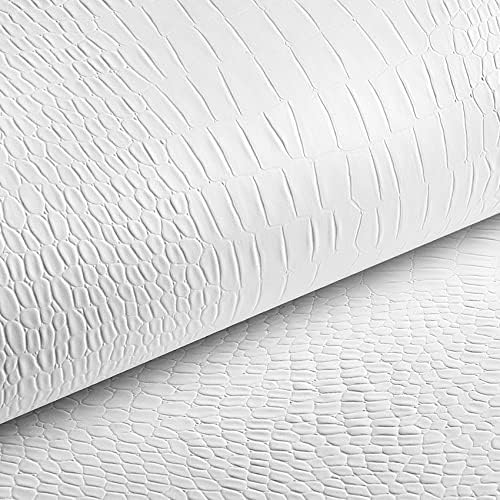 Livelynine 15.8X394 Crocodile Textured Wallpaper Stick and Peel White Modern by Livelynine