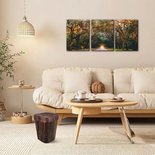 Pacimo 3 Pieces Autumn Landscape Wall Art Decor Fall Orange Hanging Tree Canopy - Image 3