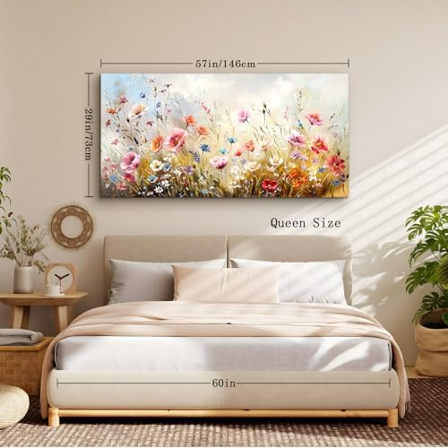 crmotu Rustic Botanical Canvas Prints, Floral Large Wall Decor 29"X57" - Image 5