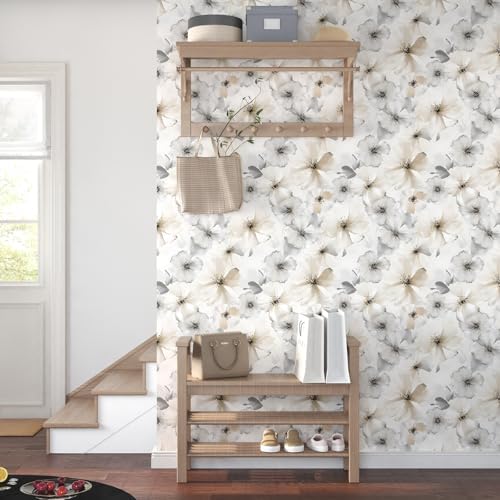 ILHIIOR Beige Floral Peel and Stick Wallpaper Boho 17.5 x787 Inches - Image 6