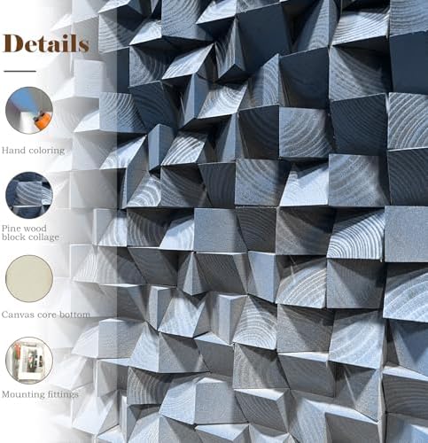 LIUZEYUE Oversized Wood Block Wall Art, Dramatic Tonal Texture - Image 3