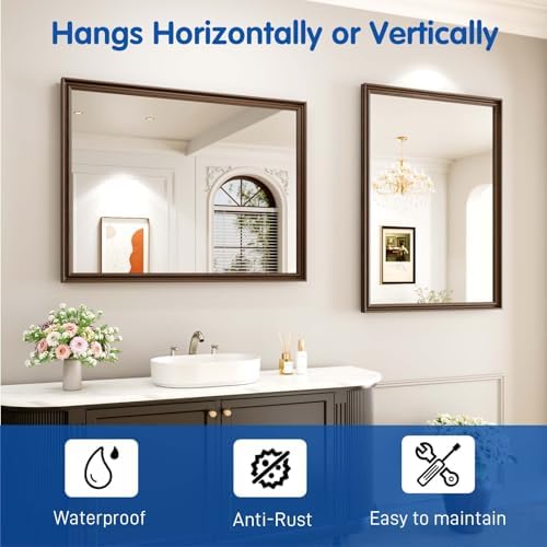 WEER Brown Bathroom Vanity Mirror 40x30 Inch - Image 6