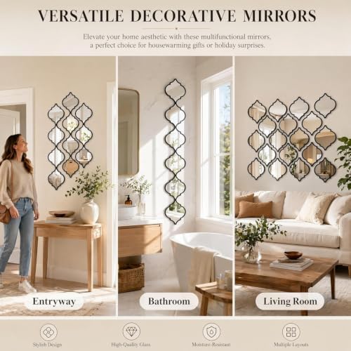 12Pcs Black Acrylic Mirrors for Wall Decor - Image 6