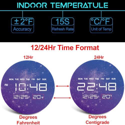 Digital Wall Clock, LED Scorpio Design, Temperature Display - Image 5