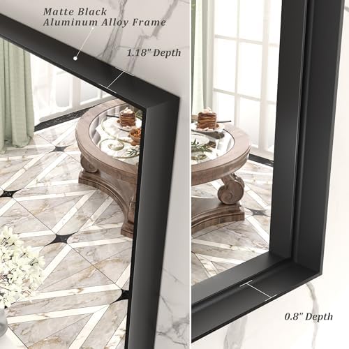 48x30 Inch Black Metal Framed Bathroom Mirror - Image 2