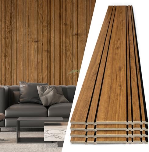 Art3d 104 x 12 Inch Wood Grain Wainscoting Wall Panel, Natural Teak by Art3d