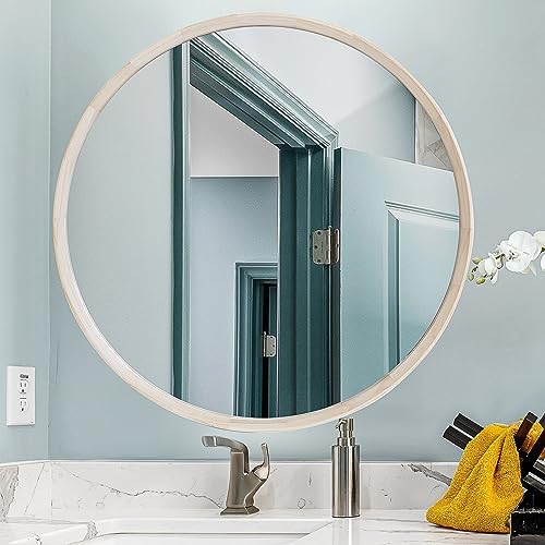 30 Inch Round Wood Mirror, Wall-Mounted Circle Mirrors, Decorative Mirror by Givetheroomuniquebeauty%EF%BC%81