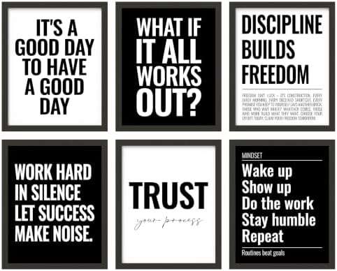 Set of 6 Motivational Wall Art, Inspirational Office Wall Decor by 97Decor