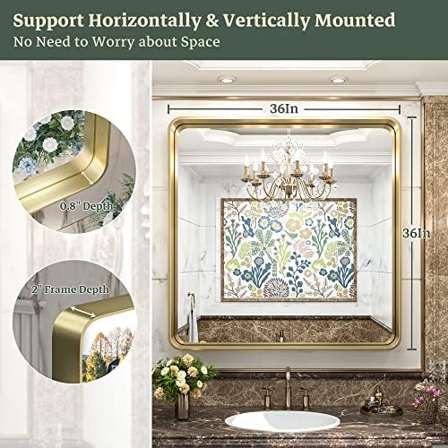 TokeShimi 36x36 Inch Gold Bathroom Vanity Mirror - Image 5