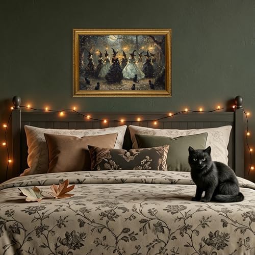 Halloween Vintage Witch in Forest Canvas Wall Art - Image 2