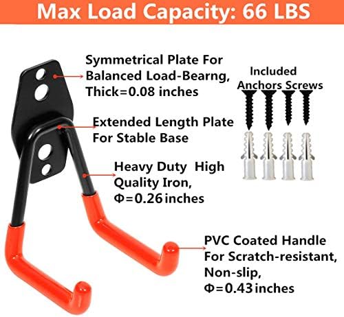 Garage Utility Double Hooks, Heavy Duty Steel Wall Mount Storage Organizer - Image 5