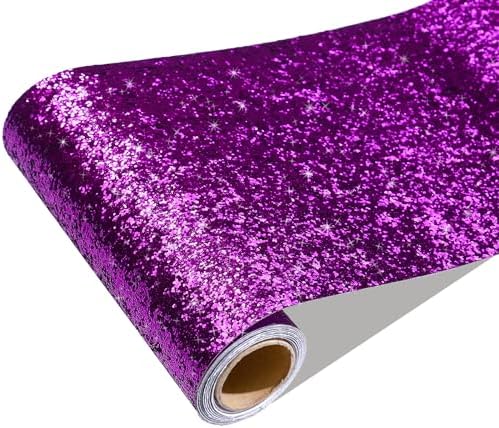 CRE8TIVE 8"x80" Chunky Glitter Wallpaper Stick and Peel Textured Purple by CRE8TIVE