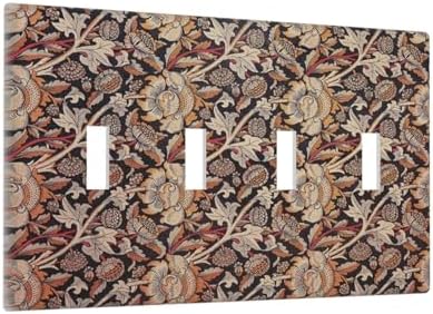 Light Switch Covers Vintage William Morris Floral Plants Quad Toggle 4 Gang - Image 2