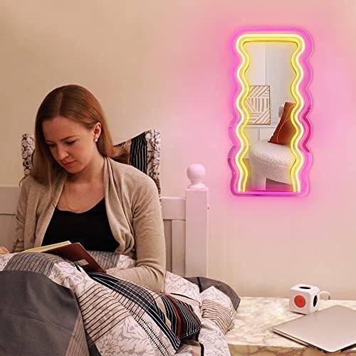 jXIN Wavy Mirror Neon Signs for Wall Decor, Wall Mounted Irregular Decorative - Image 4