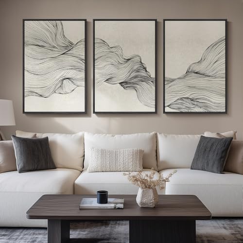 Framed Black and Beige Neutral Abstract Wall Art by Cuspin