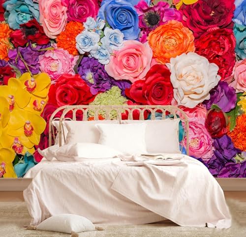 Floral Peel and Stick Wallpaper Multicolor Red Rose Wall Mural - Image 2