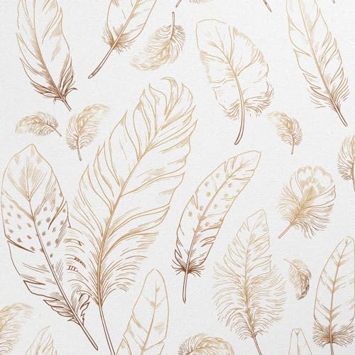 White Peel and Stick Wallpaper 17.7"x120" Feather Wallpaper Removable Modern by Qianglive