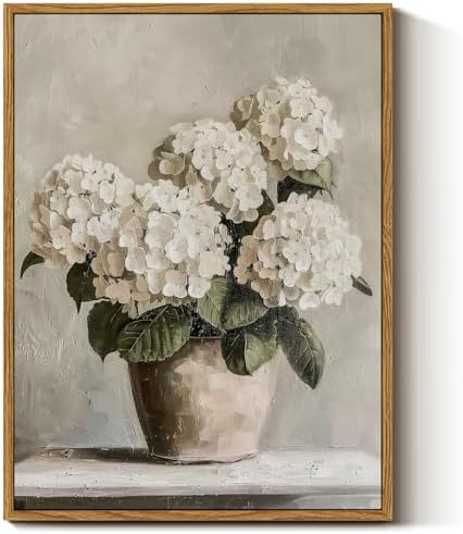 InSimSea Framed Canvas Wall Art Vintage Decor, Hydrangea Floral Pictures by InSimSeaArt