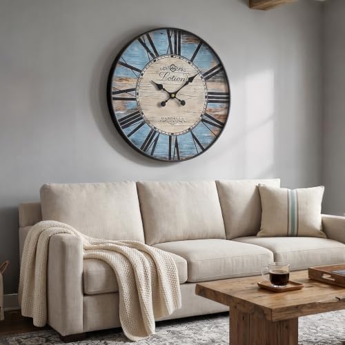 Large Rustic Blue Farmhouse Wall Clock - Image 2