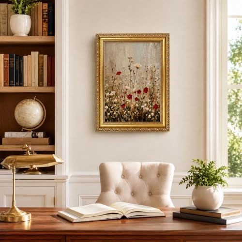 Framed Wildflower Canvas Wall Art, Neutral Plant Picture Wall Decor24x16in - Image 5