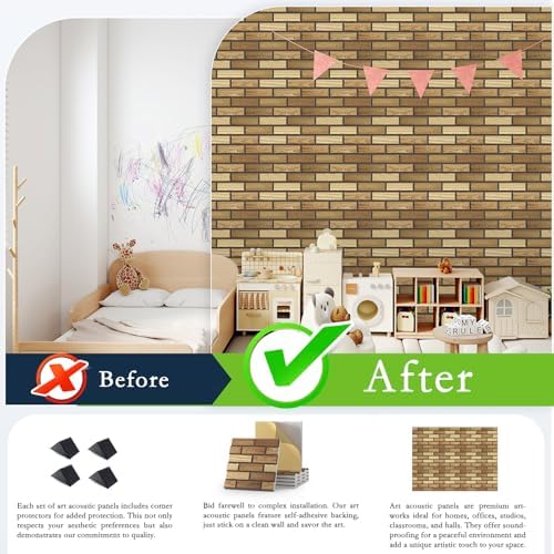 ArtVivid 12Pack Acoustic Panels, Brick Pattern Sound Proof Panels - Image 5