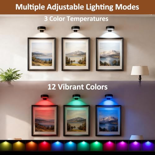 4 Pack Picture Lights for Wall, Rechargeable Magnetic Art Display Lights - Image 3