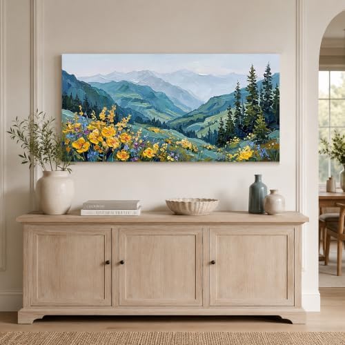 Anolyfi Mountain Landscape Canvas Wall Artfor Bedroom 40"x20" by Anolyfi