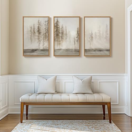 Framed Neutral Abstract Tree Landscape Wall Art - Image 3