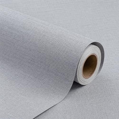 tiltil Textured Peel and Stick Wallpaper Gray Blue Grasscloth 15.7"×393" by TilTil