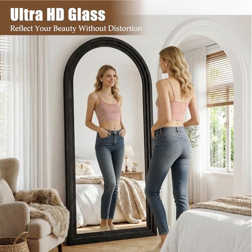 30"x71" Full Length Mirror Solid Wood Frame, Arched Floor Mirror Full Length - Image 4