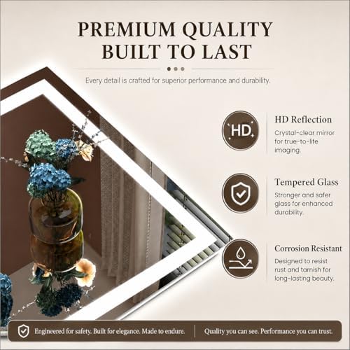 28x36 LED Lighted Bathroom Mirror - Image 2