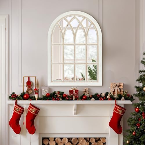Farmhouse Window Pane Mirror, Large Decorative White Wall Mirror - Image 5