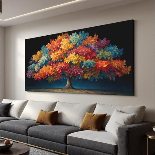 YISXINOAG Colorful Tree of Life Wall Art Modern Landscape Painting 20"X40" by YISXINOAG