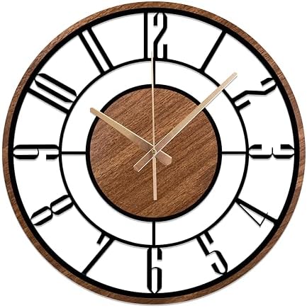 Metal Large Wall Clock, Silent Battery Operated Clocks by RMCLIFEDECOR