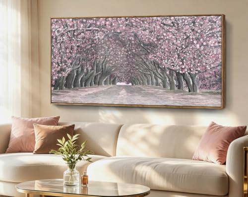 Nicetop Framed Canvas Wall Art – Pink Cherry Blossom Tree Tunnel Canvas Print - Image 6
