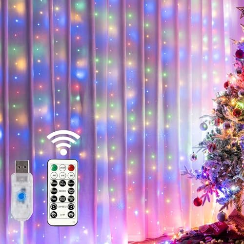 HOME LIGHTING Window Curtain String Lights, 300 LED 8 Lighting Modes Fairy by LJLNION