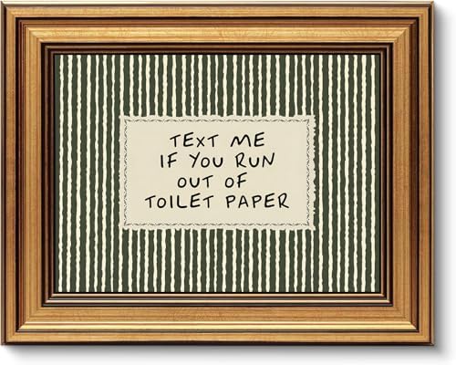 Gold Framed Wall Art, Funny Bathroom Canvas Prints, Text Me If You Run Out Of by YDNAKLX