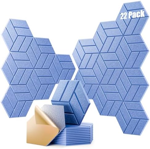 22Pcs Acoustic Panels with Self-adhesive, Hexagonal Soundproof Wall Panels High by OTUOER
