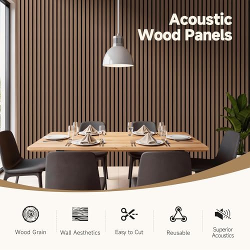INMOZATA Soundproof Wood Slat Wall Panels, 4 Pack 94.5" x 7.9" - Image 3